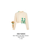 13DE MARZO Bear Weave Logo Short Sweater