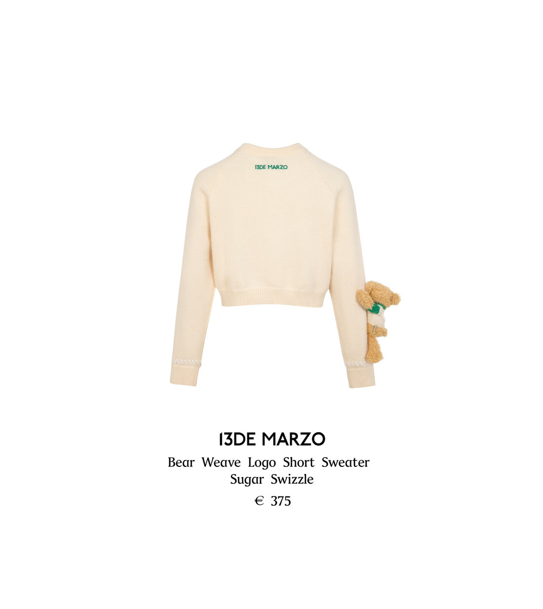 13DE MARZO Bear Weave Logo Short Sweater