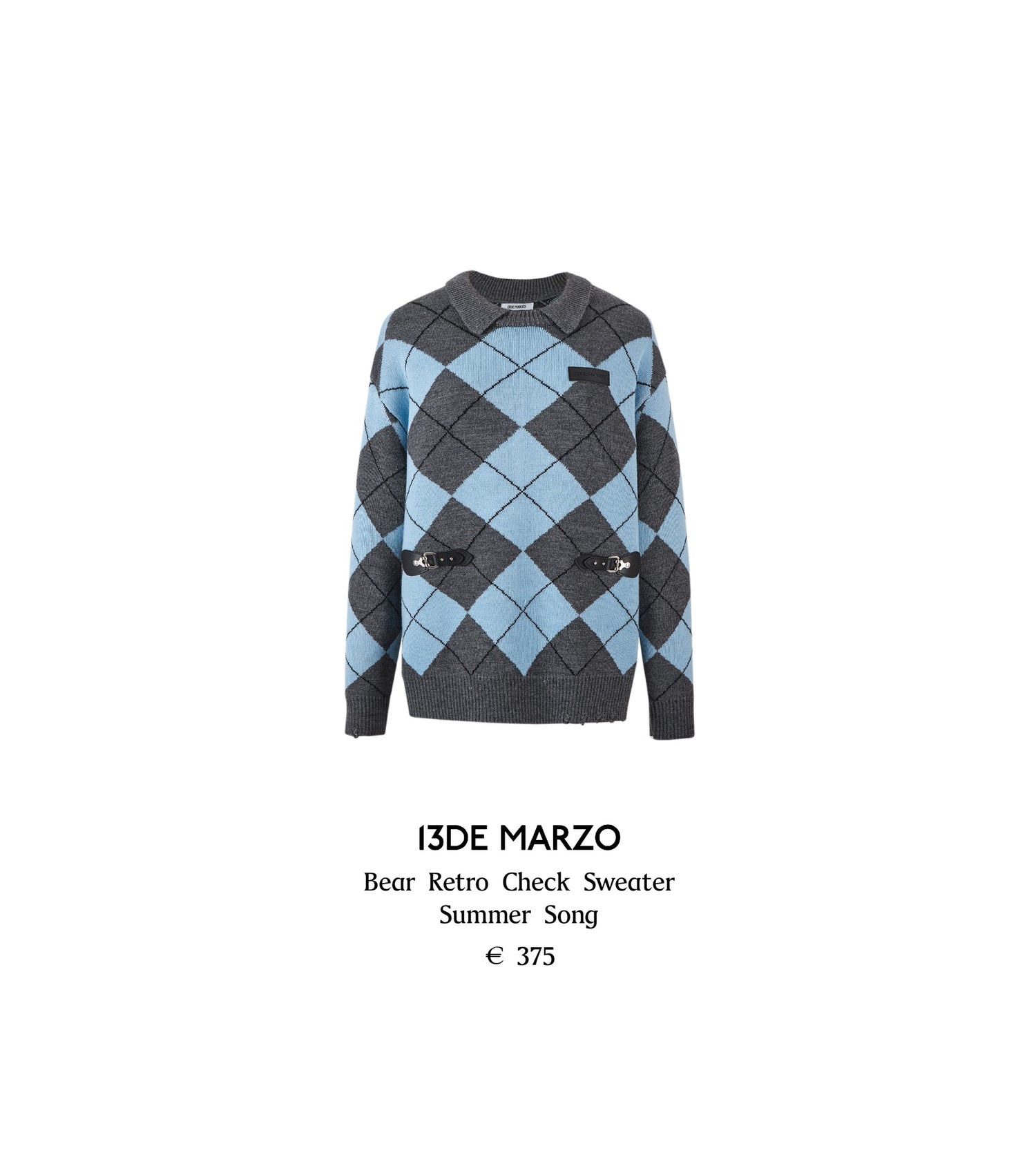 13DE MARZO Bear Retro Check Sweater