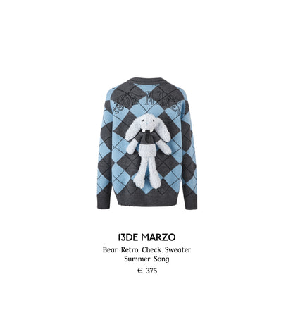 13DE MARZO Bear Retro Check Sweater