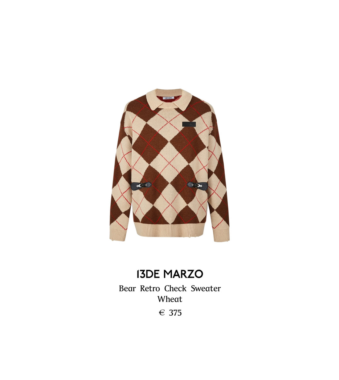 13DE MARZO Bear Retro Check Sweater