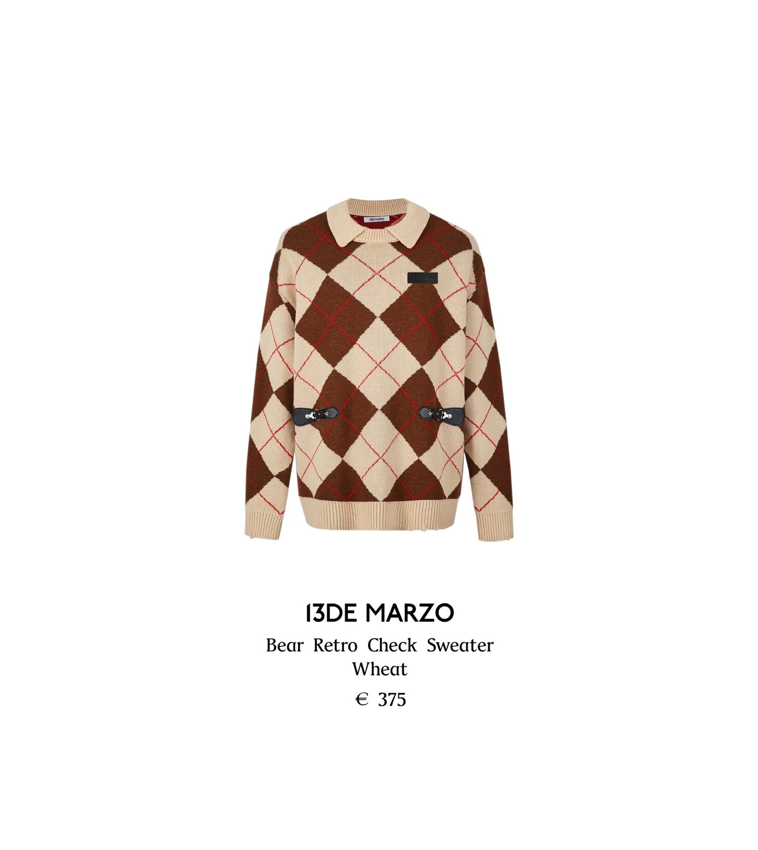 13DE MARZO Bear Retro Check Sweater