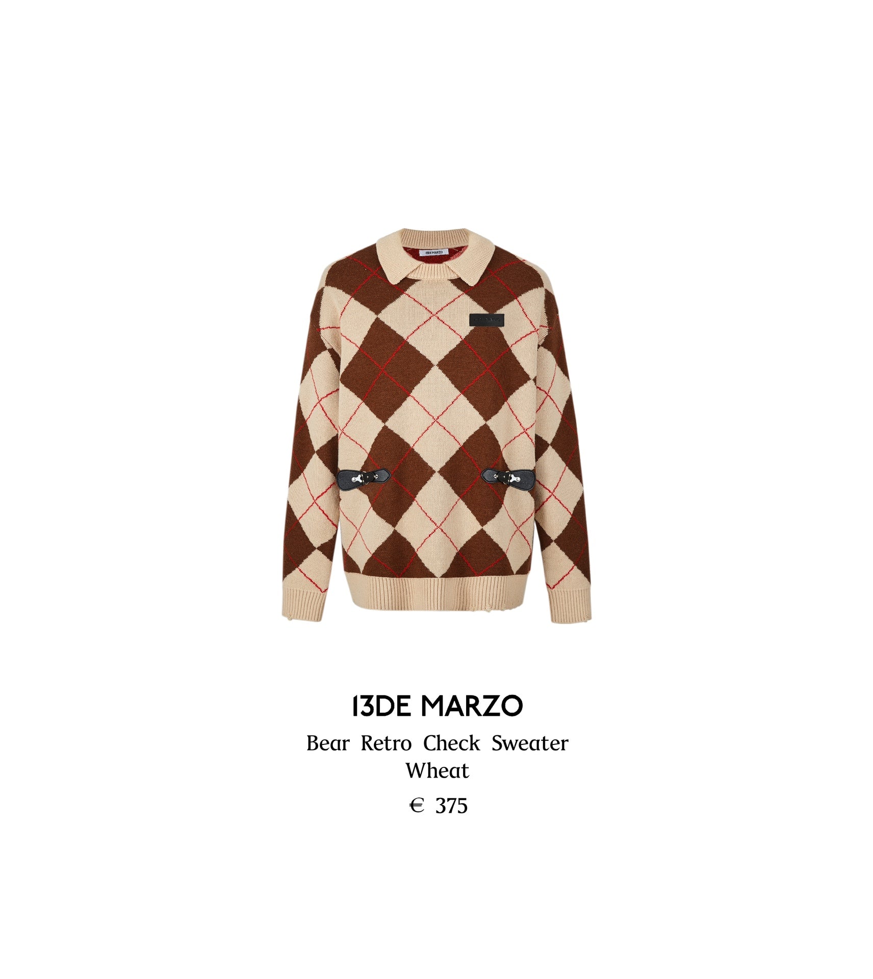 13DE MARZO Bear Retro Check Sweater