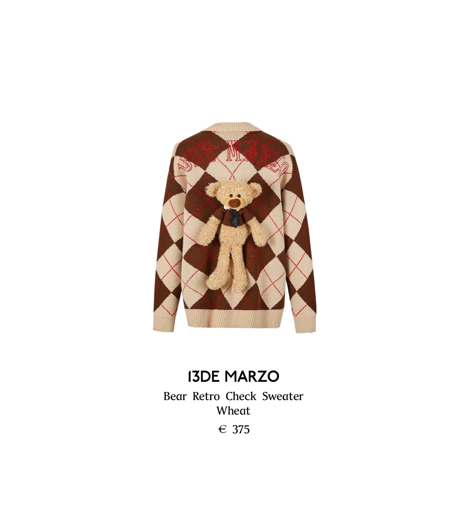 13DE MARZO Bear Retro Check Sweater