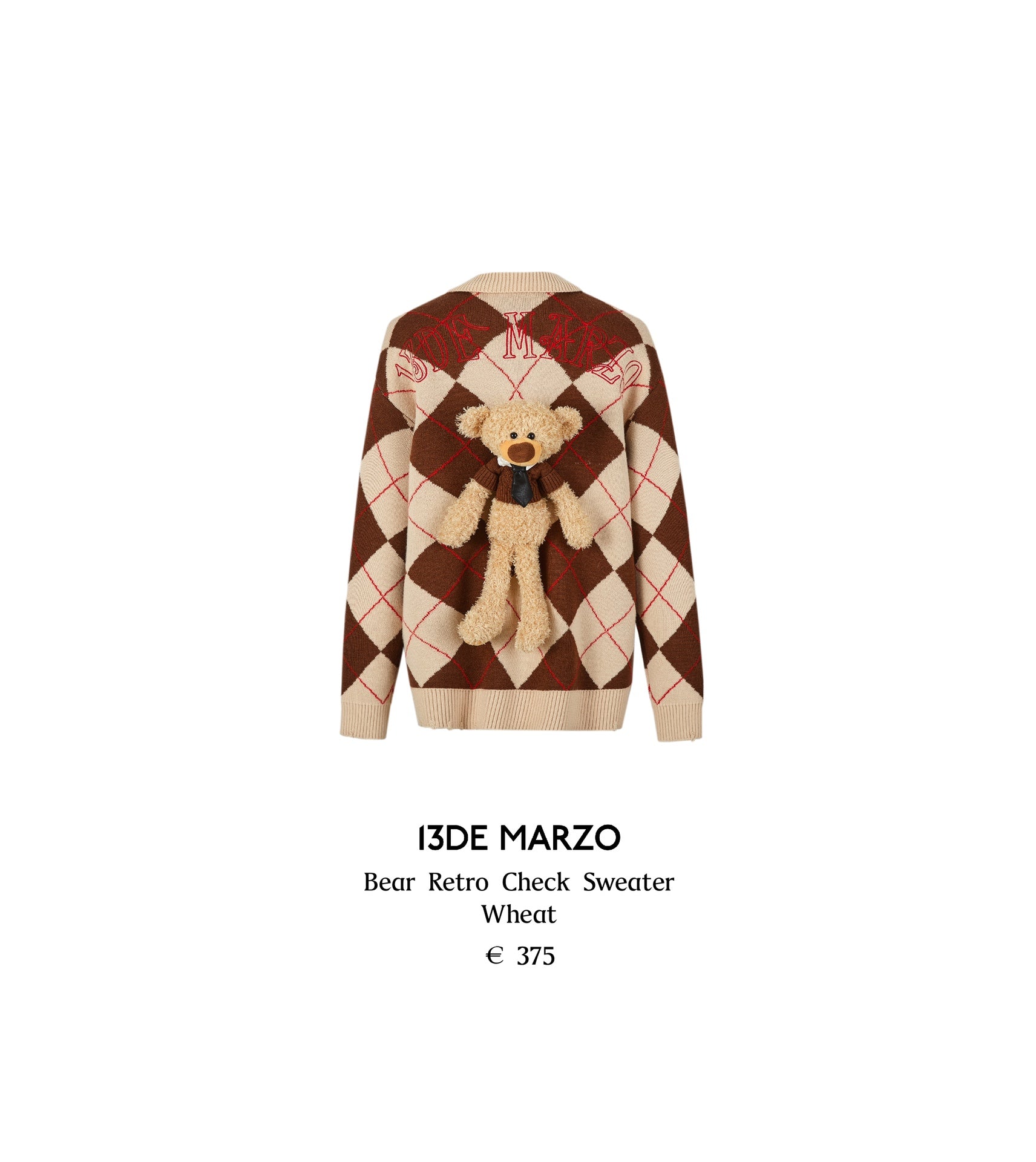 13DE MARZO Bear Retro Check Sweater