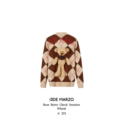 13DE MARZO Bear Retro Check Sweater