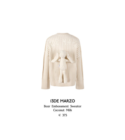 13DE MARZO Bear Embossment Sweater