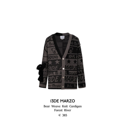 13DE MARZO Bear Weave Knit Cardigan