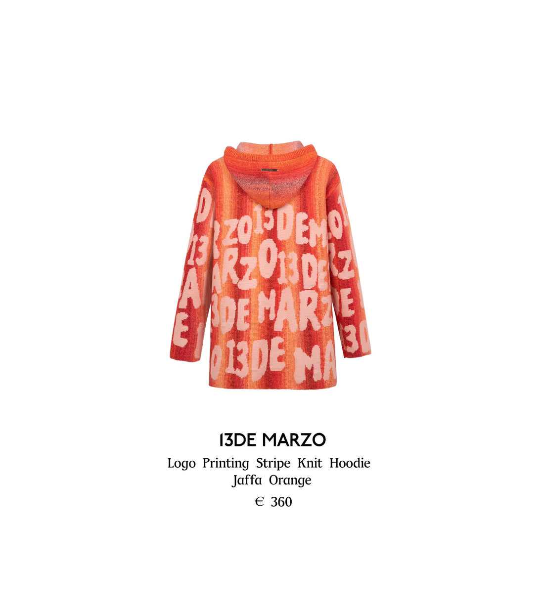 13DE MARZO Logo Printing Stripe Knit Hoodie