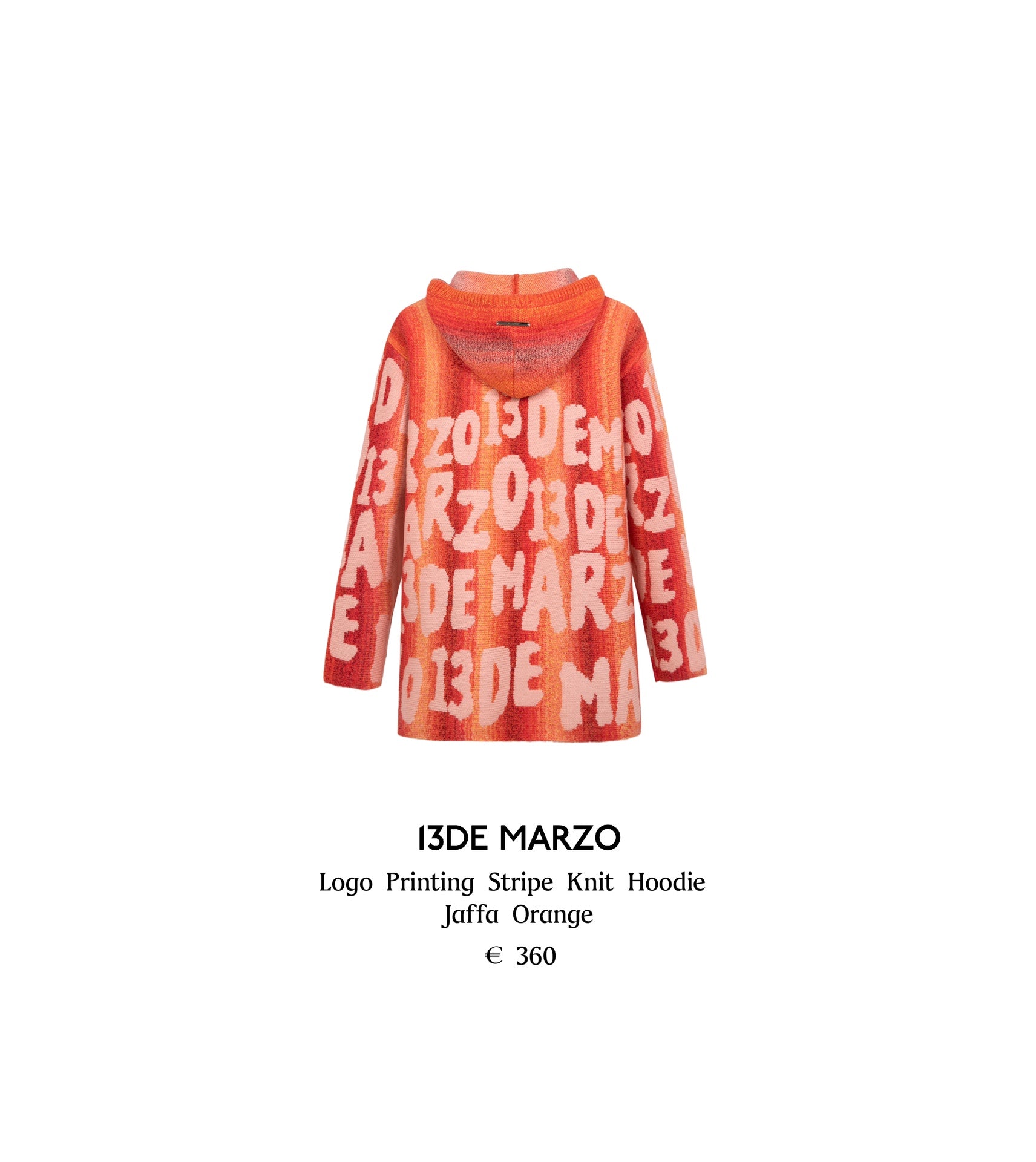 13DE MARZO Logo Printing Stripe Knit Hoodie