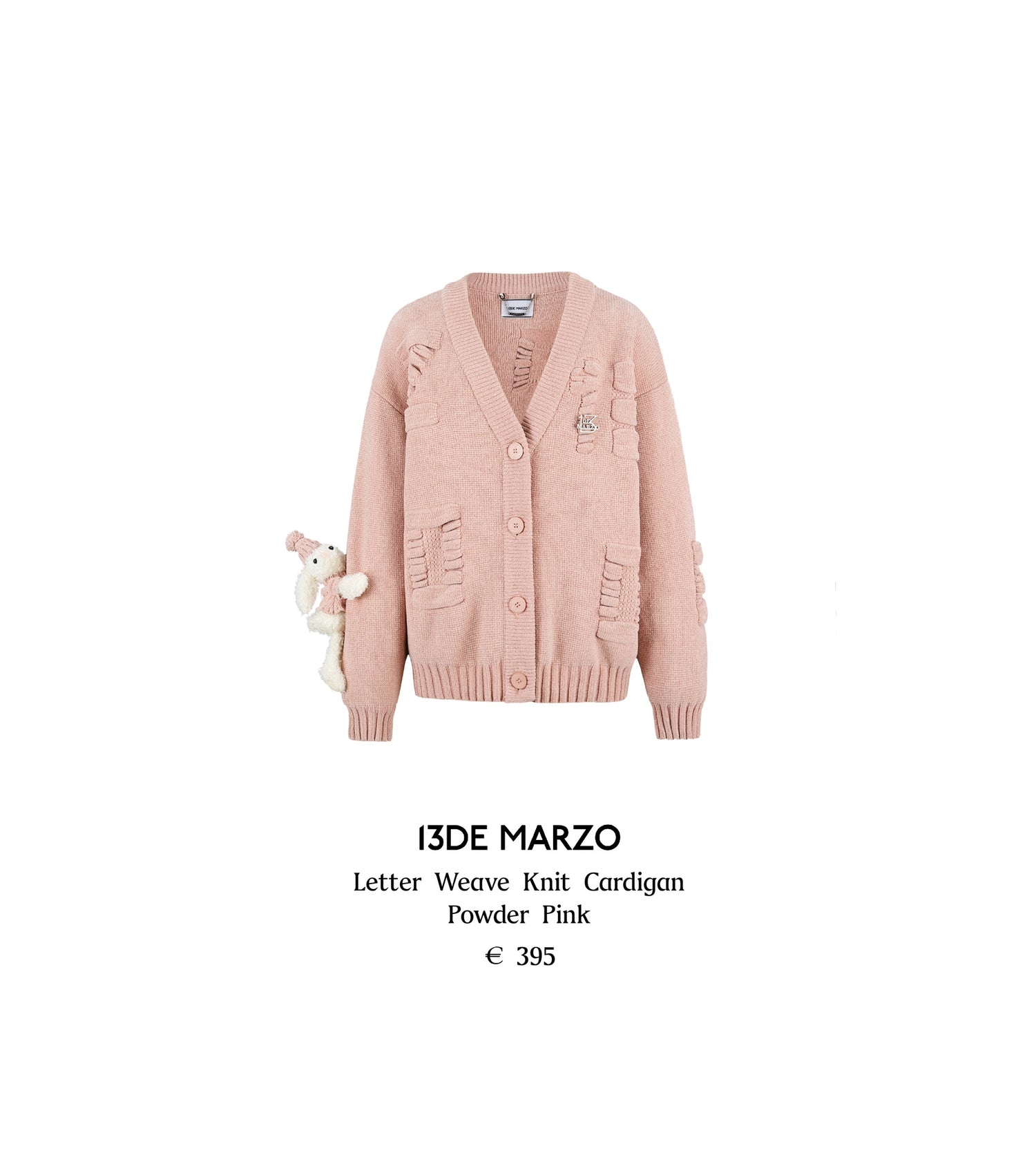 13DE MARZO Letter Weave Knit Cardigan