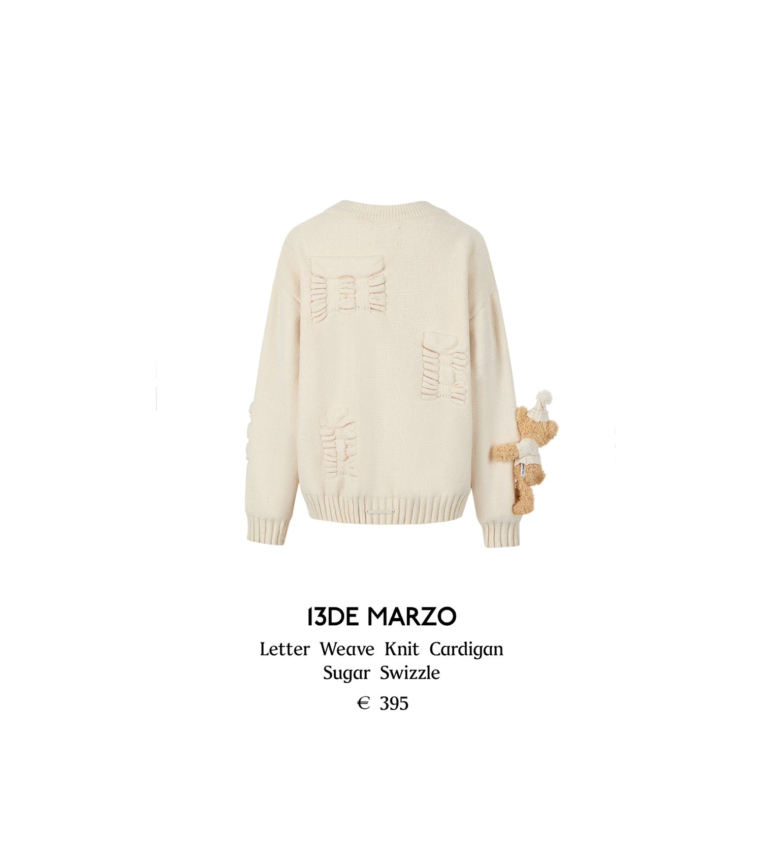 13DE MARZO Letter Weave Knit Cardigan