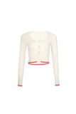 ANN ANDELMAN white and pink Broken Knit top