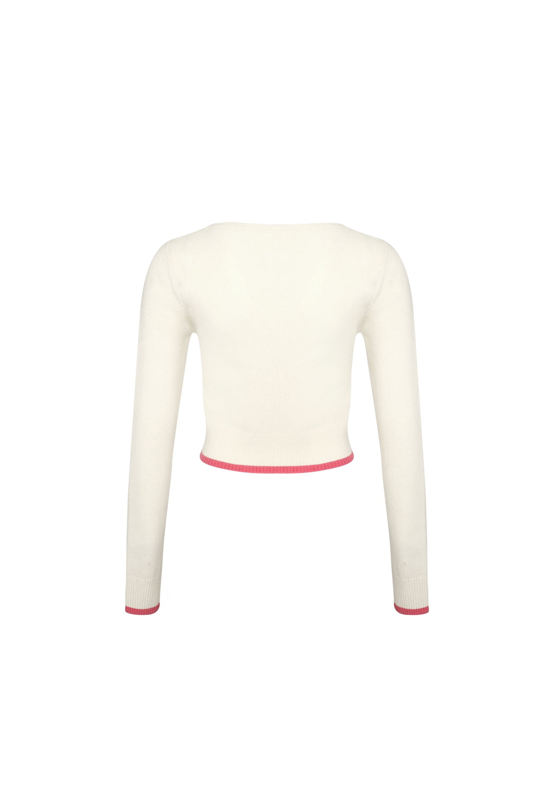 ANN ANDELMAN white and pink Broken Knit top