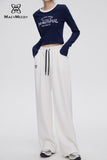 MacyMccoy Logo embroidered wide leg pants