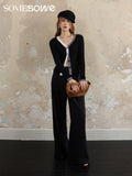 SOMESOWE French contrasting V-neck cardigan