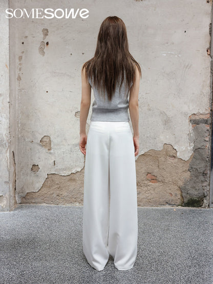 SOMESOWE Minimalist drape wide leg suit pants