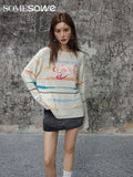 SOMESOWE Colorful stripe texture embroidery tee