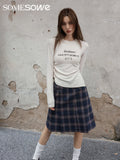 SOMESOWE American retro plaid pleated skirt