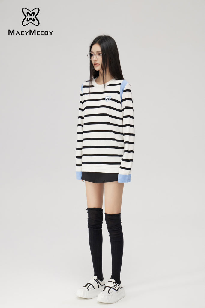 MacyMccoy Contrast patchwork striped sweater