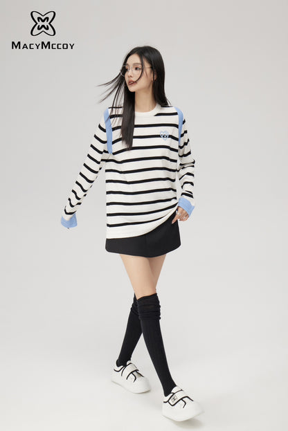 MacyMccoy Contrast patchwork striped sweater