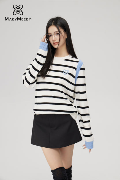 MacyMccoy Contrast patchwork striped sweater