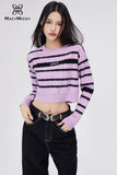 MacyMccoy Damaged Stripe Short Sweater