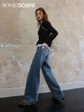 SOMESOWE Denim wide leg pants