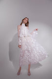 Wardrobes by chen White Flower Cold Shoulder midi dress