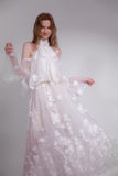 Wardrobes by chen White Flower Cold Shoulder midi dress