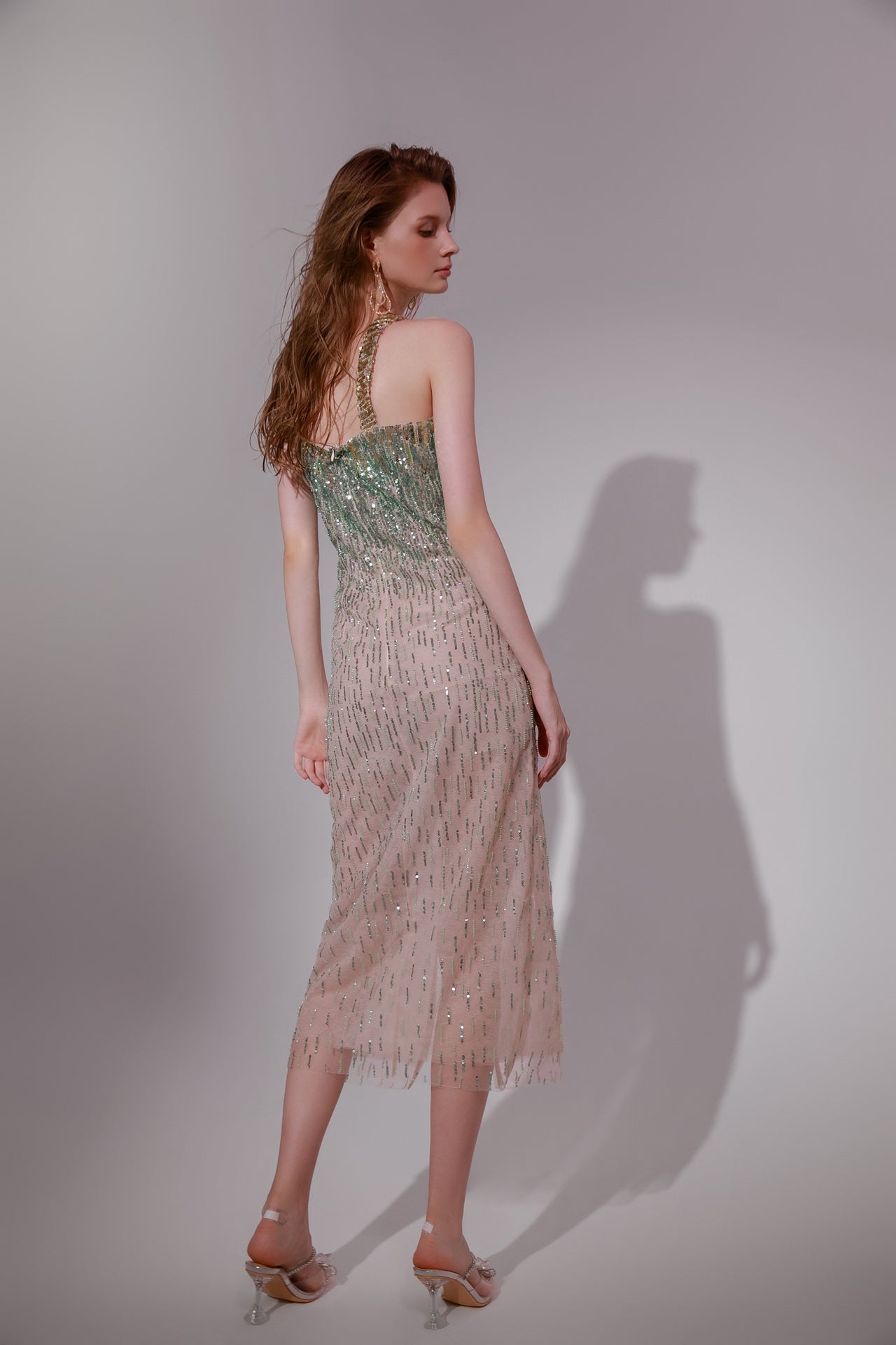 Wardrobes by chen Ombre Sequin Halter midi dress