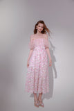 Wardrobes by chen Pink Sequin Flower and Embroidery midi dress