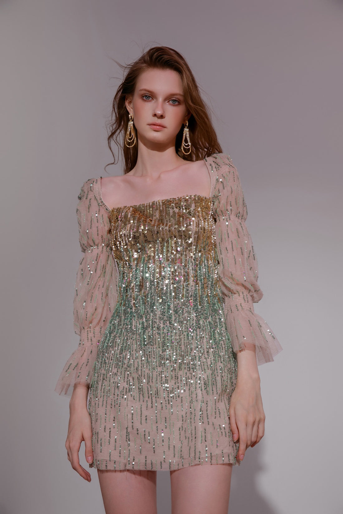 Wardrobes by chen Gradient Sequin mini dress