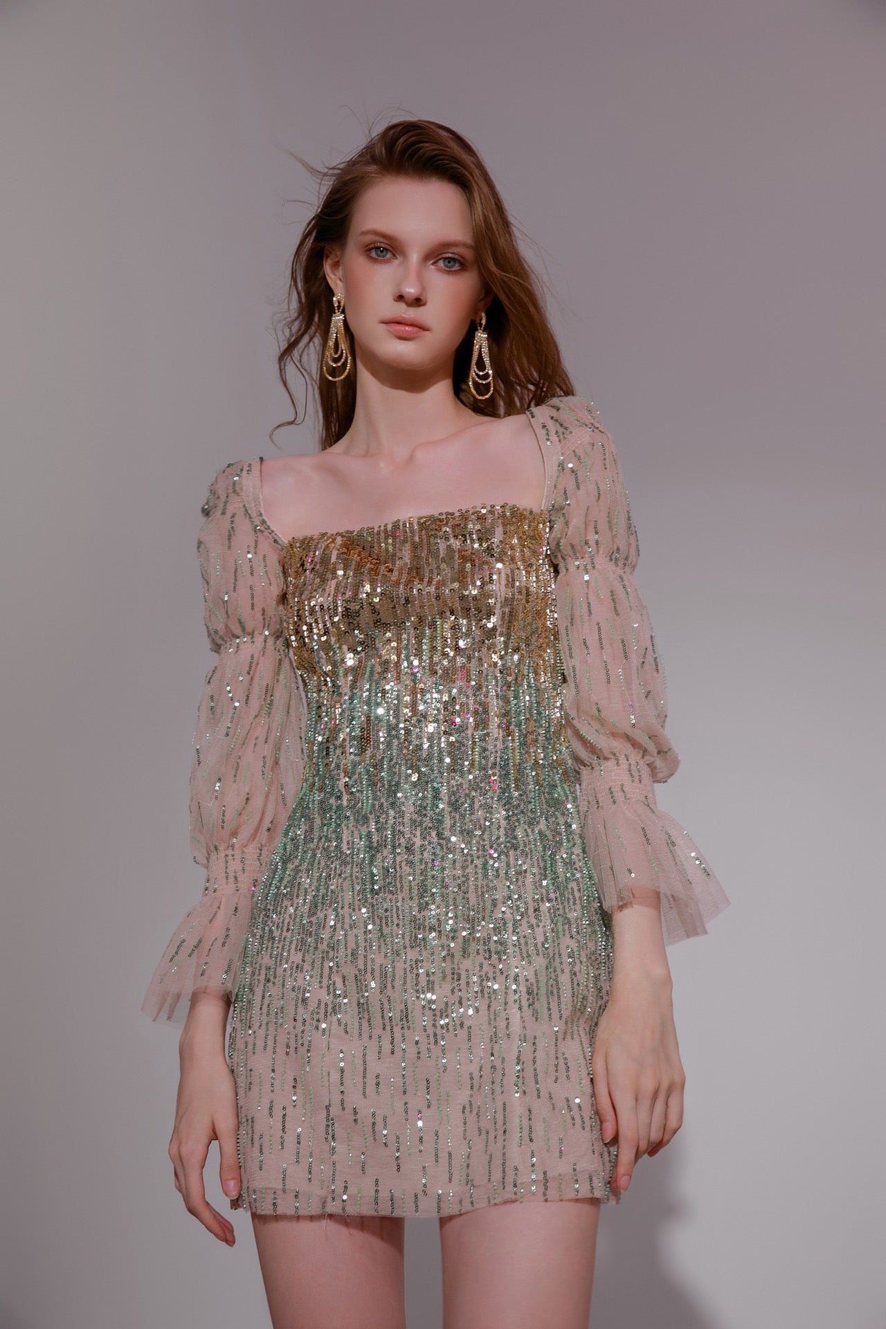 Wardrobes by chen Gradient Sequin mini dress