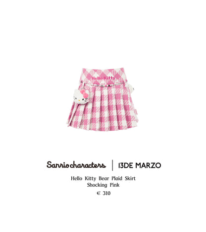 13DE Marzo Hello Kitty Bear Plaid Skirt