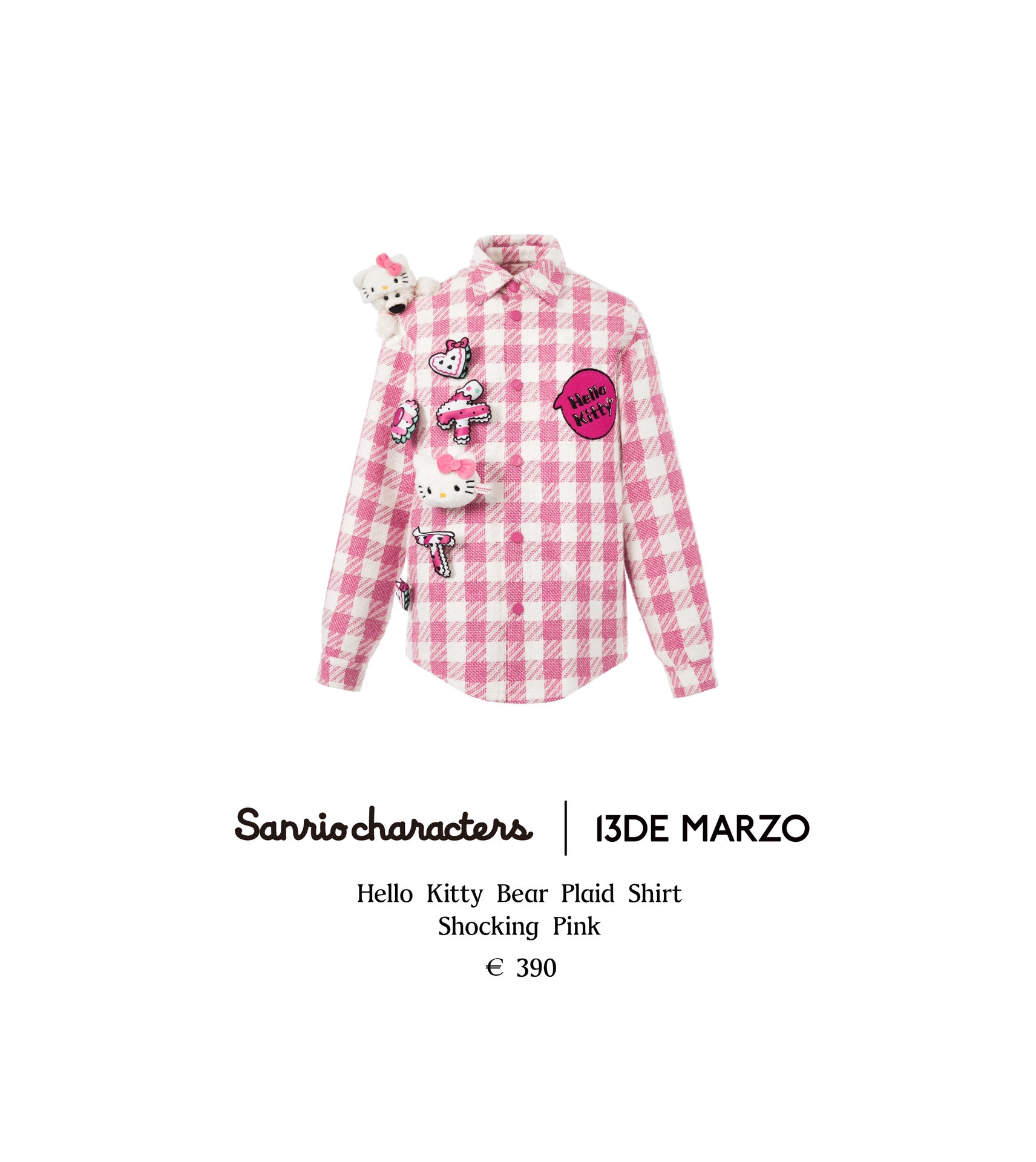 13DE Marzo Hello Kitty Bear Plaid Shirt