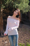 LJOS Off shoulder worsted wool knitted top