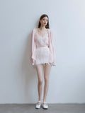 LJOS Soft pink lace embellished wool（Separate）