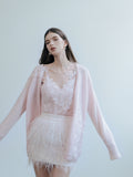 LJOS Soft pink lace embellished wool（Separate）