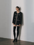 LJOS Sequin woven medium length tweed jacket