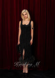 Kirakira.M Black gleamy with feather party dress