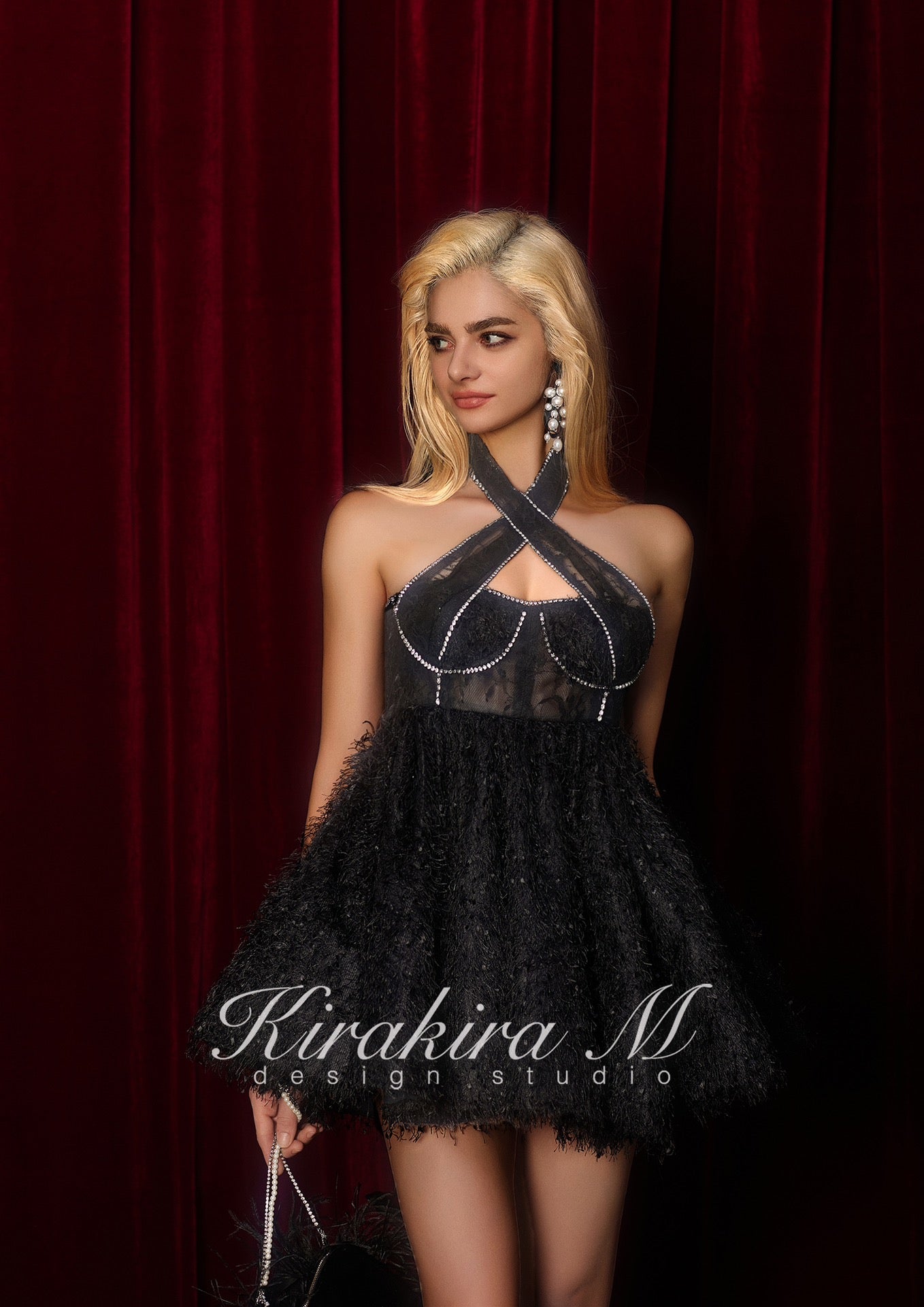 Kirakira.M Black brushy with lacy party dress (undies included)