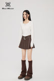 MacyMccoy Pleated Leather Skirt(with belt)