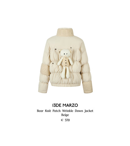 13DE MARZO Bear Knit Patch Wrinkle Down Jacket