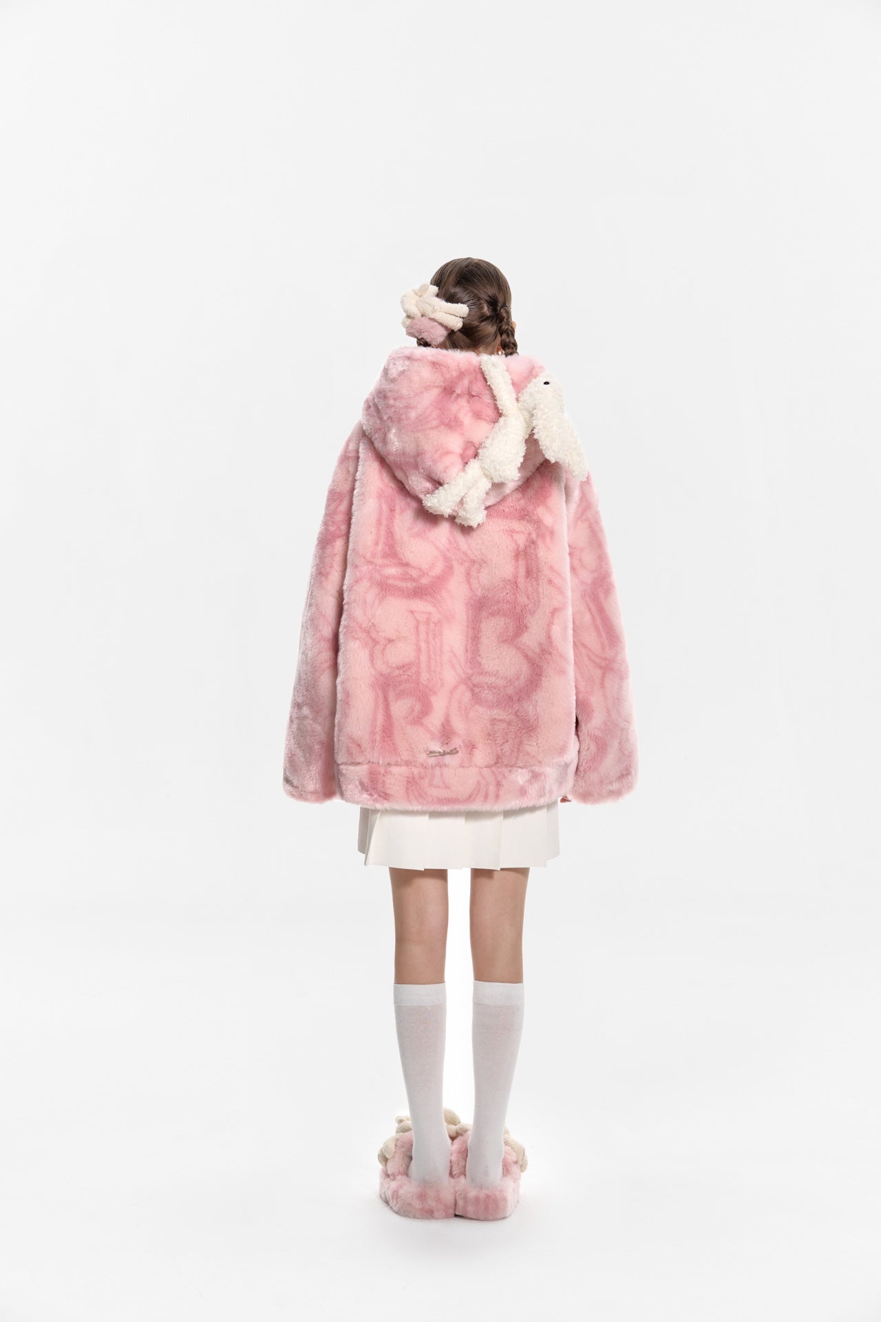 13DE MARZO Artificial Fur Logo Coat