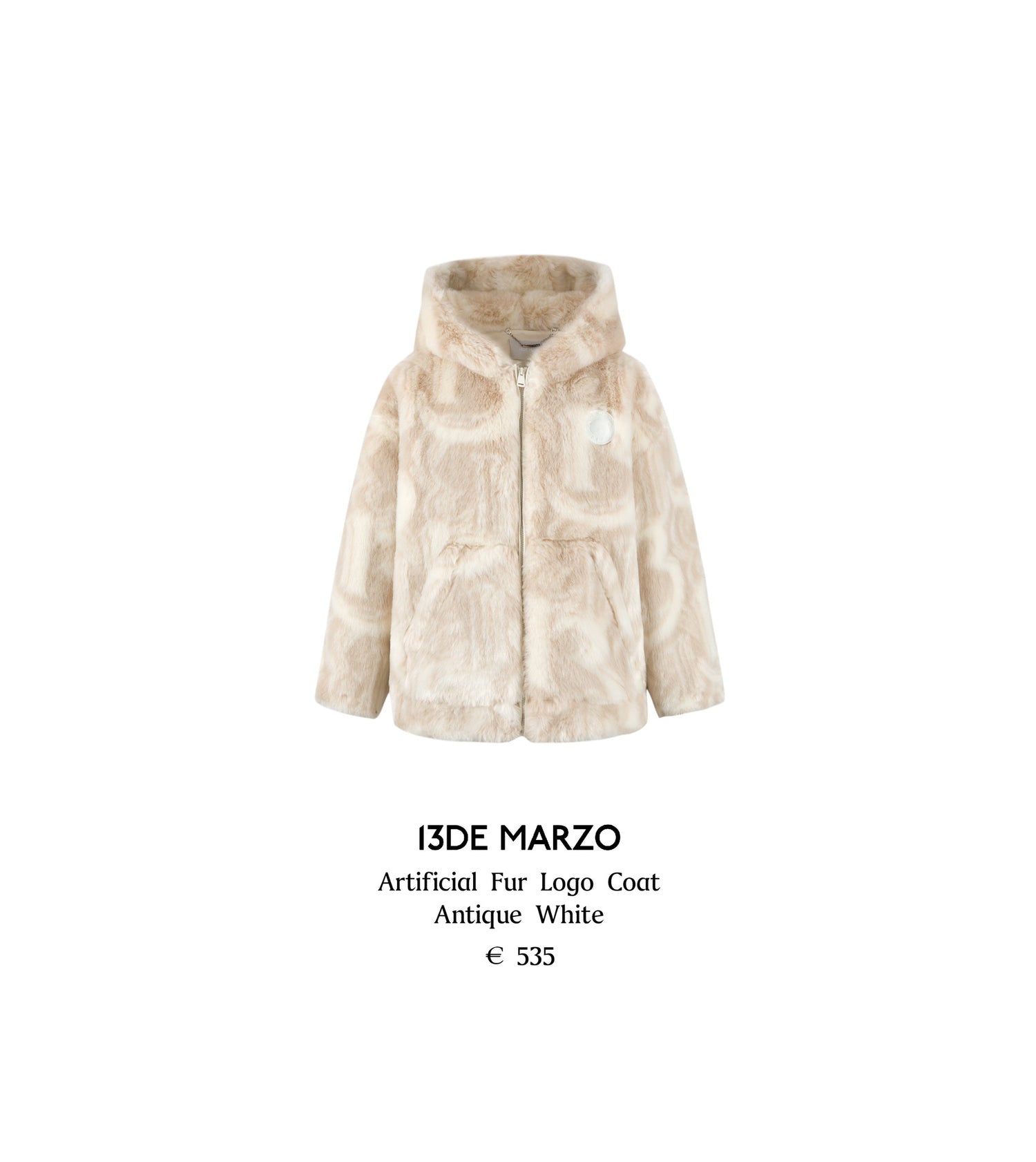 13DE MARZO Artificial Fur Logo Coat