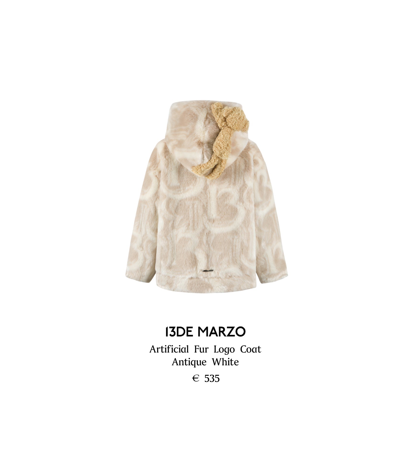 13DE MARZO Artificial Fur Logo Coat