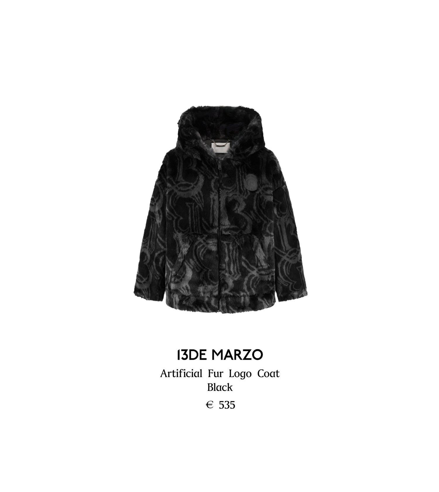 13DE MARZO Artificial Fur Logo Coat