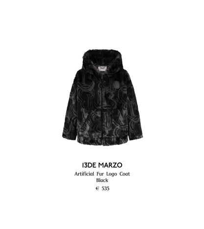 13DE MARZO Artificial Fur Logo Coat