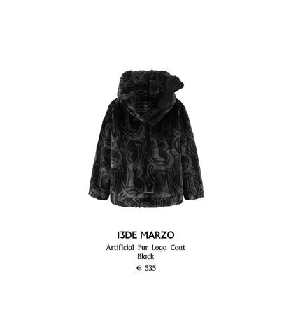 13DE MARZO Artificial Fur Logo Coat